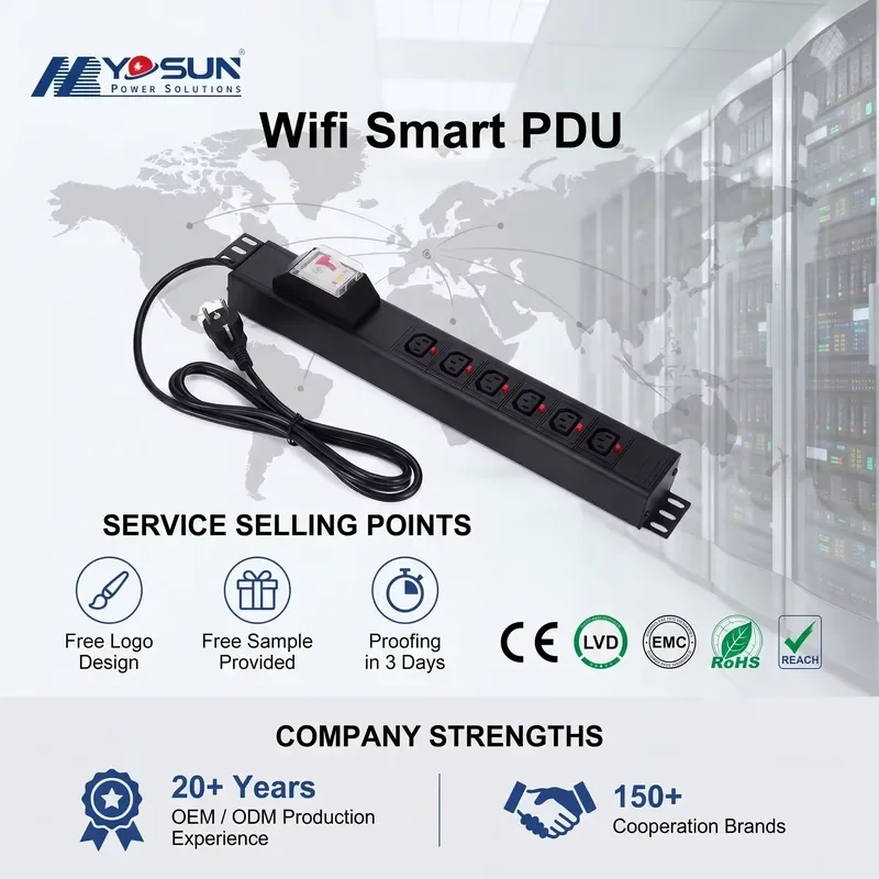 Aluminum Alloy IEC Type PDU Power Distribution Unit with WIFI Smart Control APP Control WIFI Smart Access Point