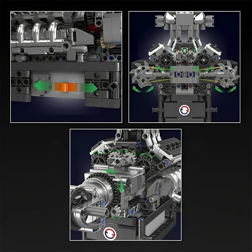 Mould King 10206 MCL Sport Car V8 Engine Building Blocks Bricks Technical Car Motorized Simulation Model Toys Gift (737pcs)