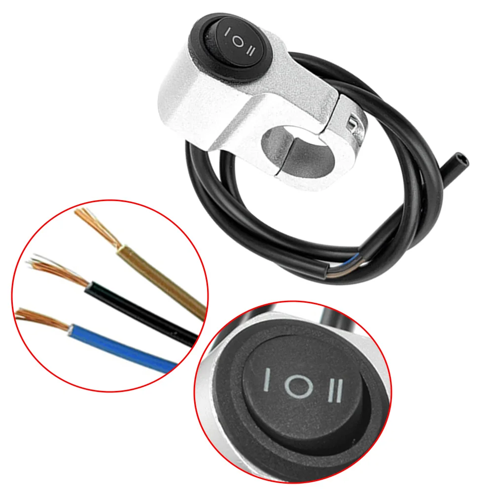 7/8in Motorcycle Handlebar Headlight ON/OFF Switch Light Button Aluminum Alloy Waterproof Fog Spotlight Switch for Scooter ATV