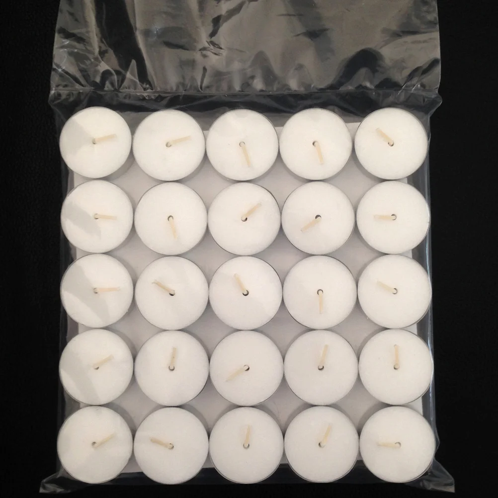50Pcs Smokeless Unscented Tea Light Candles 8 Hours Burn Disk Shape Votive for Wedding Party Home Holiday Decoration
