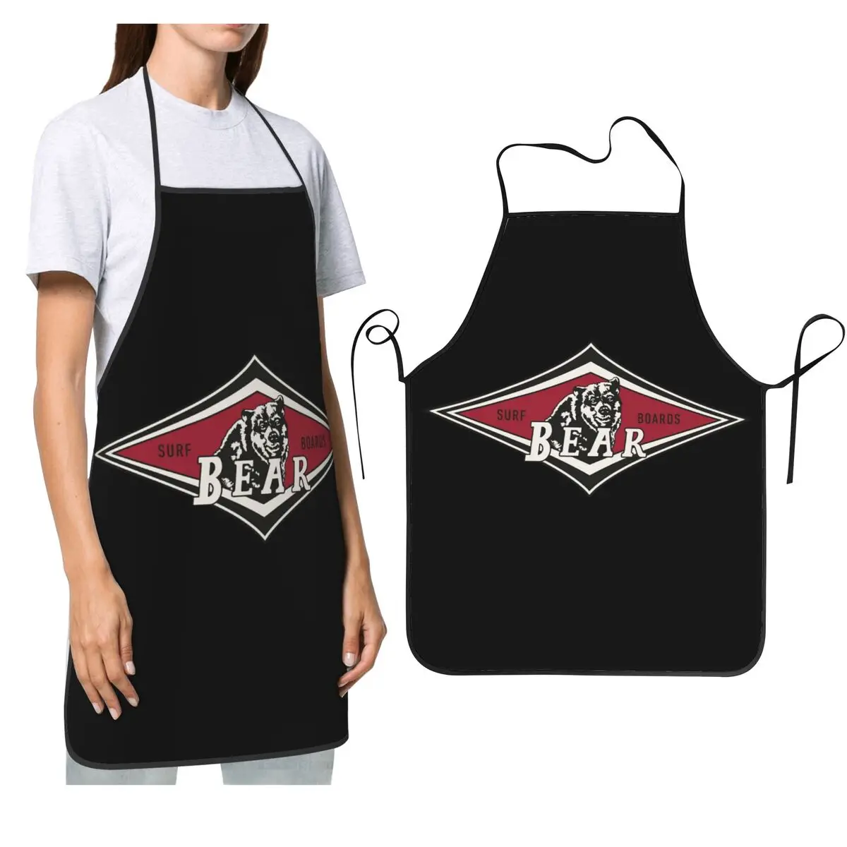 Vintage Surf Bear gran miércoles culto tabla de Surf Surf Logo delantal Chef cocina Tablier babero cocina limpieza delantal