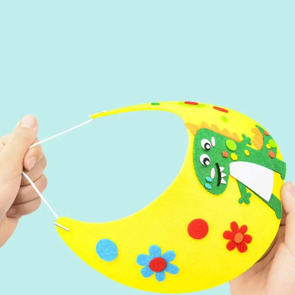 Artesanías para niños, juguete artesanal de tela no tejida, sombrero para el sol, juguete DIY para niños con cuerda, paquete de Material colorido para guardería