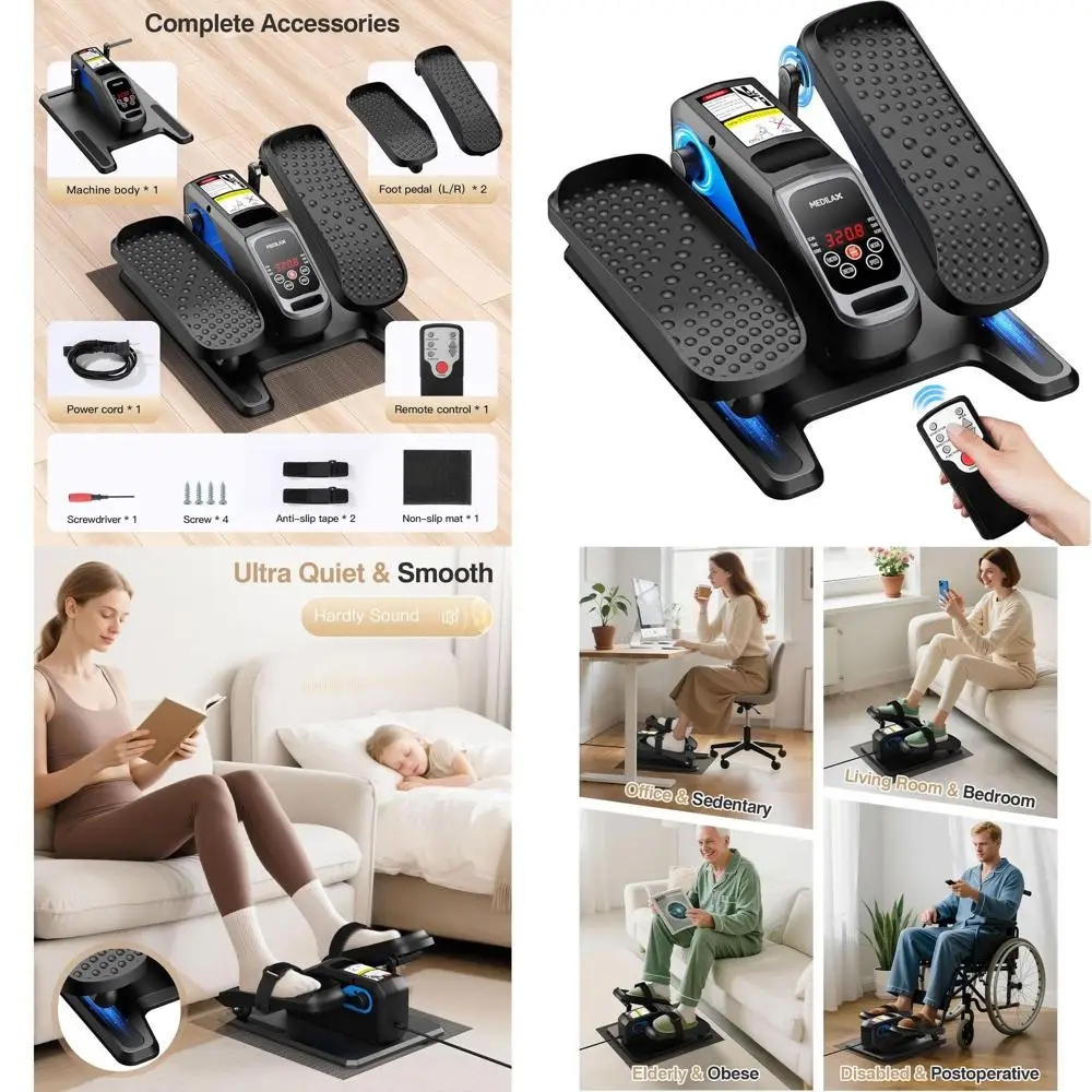 

Electric Seated Elliptical Pedal Exerciser with Remote, 12 Manual & 3 Auto Speeds, Portable for Seniors and Adults at Home or Of