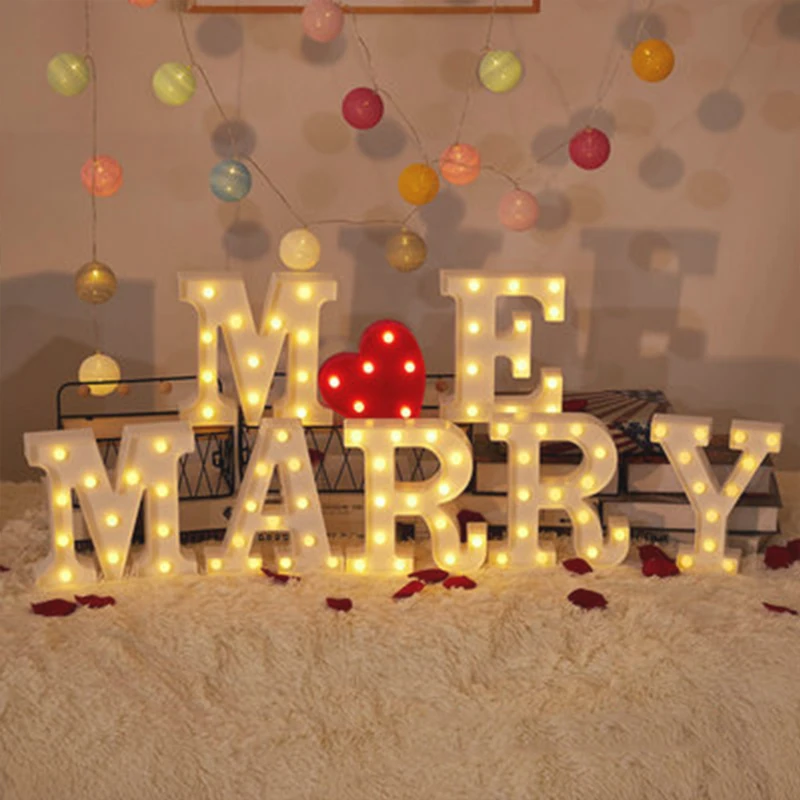 26 Letters 16/22 Cm Number Light Wedding Decoration Valentine's Day Confession Birthday Party Plastic Material Party Decoration