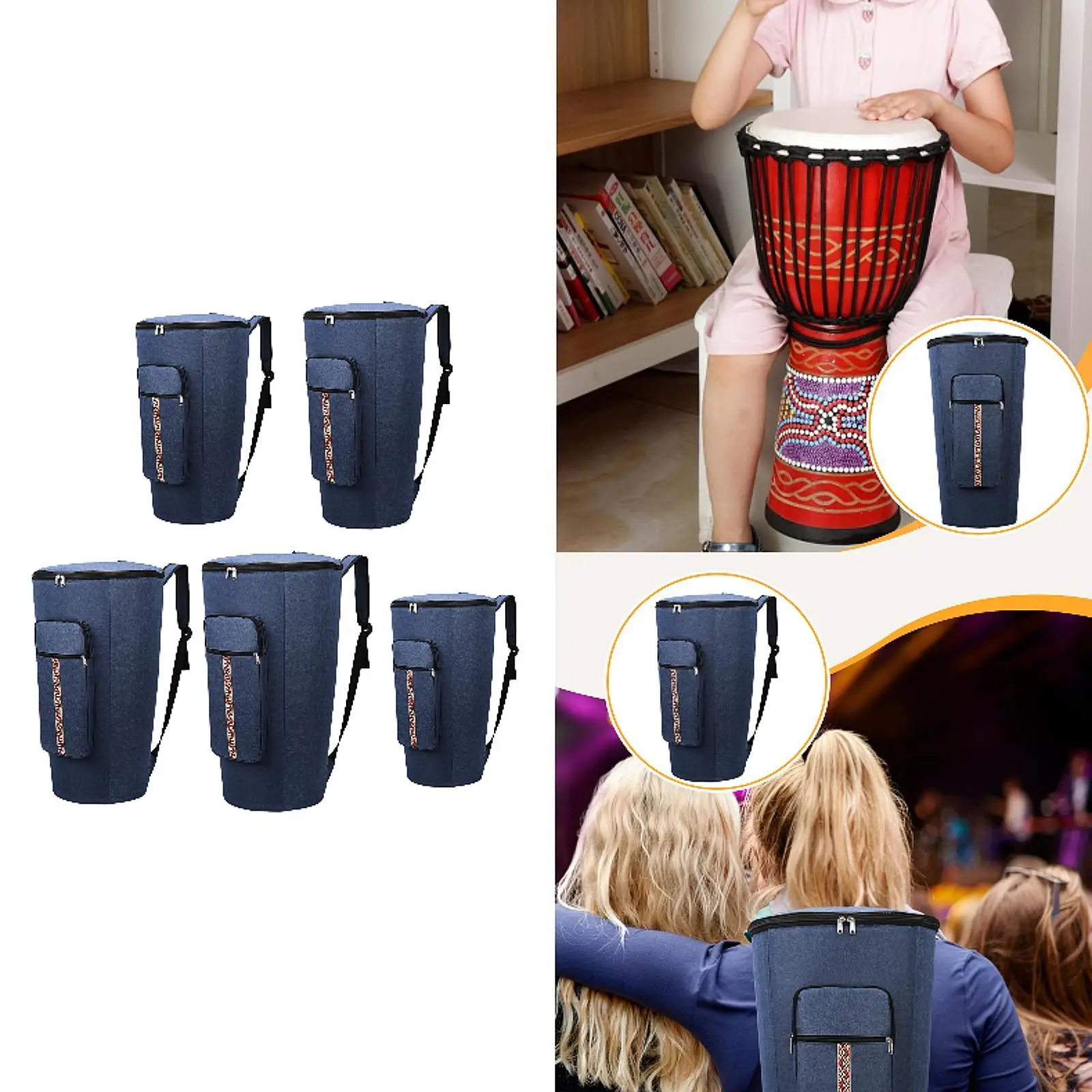 African Drum Gig Bag Bag Shockproof Dustproof Oxford Cloth Musical Instrument Accessory African Drum Carrying Case