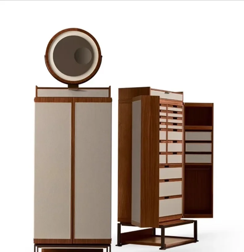 Modern door cabinet walnut solid wood decorative cabinet living room bedroom wall locker