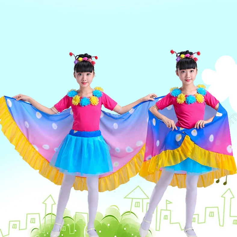 Children's performance costumes - butterfly-style clothes. Children wearing wings, flying like insects in the dance costumes.