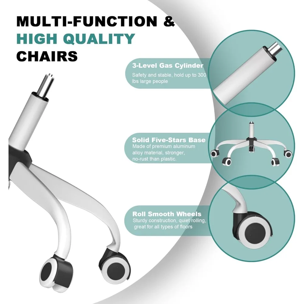 Silla de oficina ergonómica con respaldo alto, asiento de escritorio con soporte Lumbar ajustable y reposacabezas, silla de tarea giratoria con abatible hacia arriba