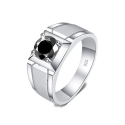 Szjinao 2 캐럿 블랙 Moissanite 반지 남자 925 스털링 실버 약혼 웨딩 남성 보석 2024 트렌드 고품질 선물 새로운