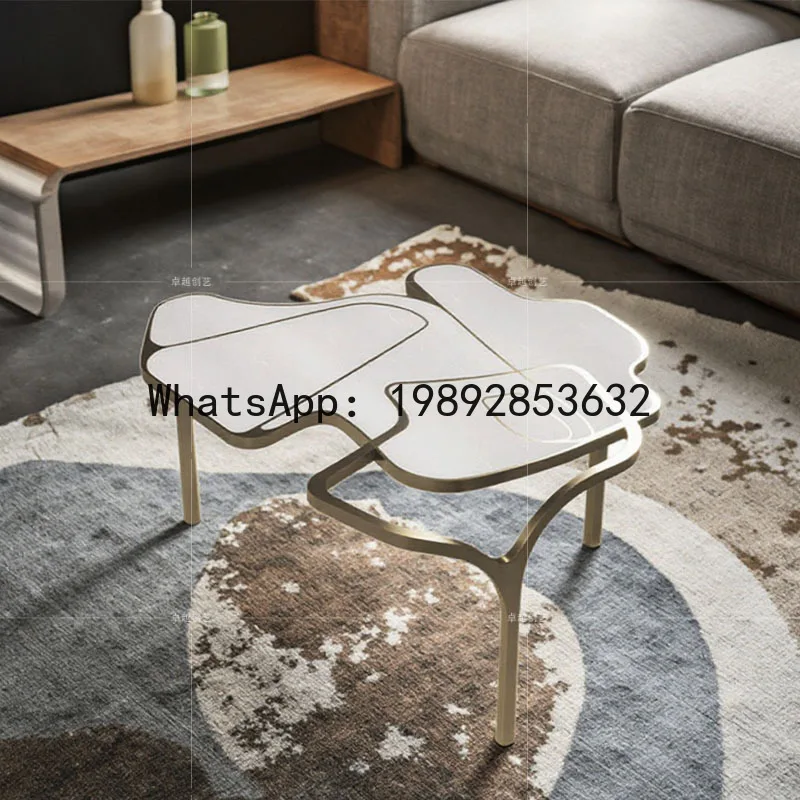 XL Italian Style Coffee Table for Living Room, Home Use, Light Luxury Irregular Color Stainless Steel Coffee Table