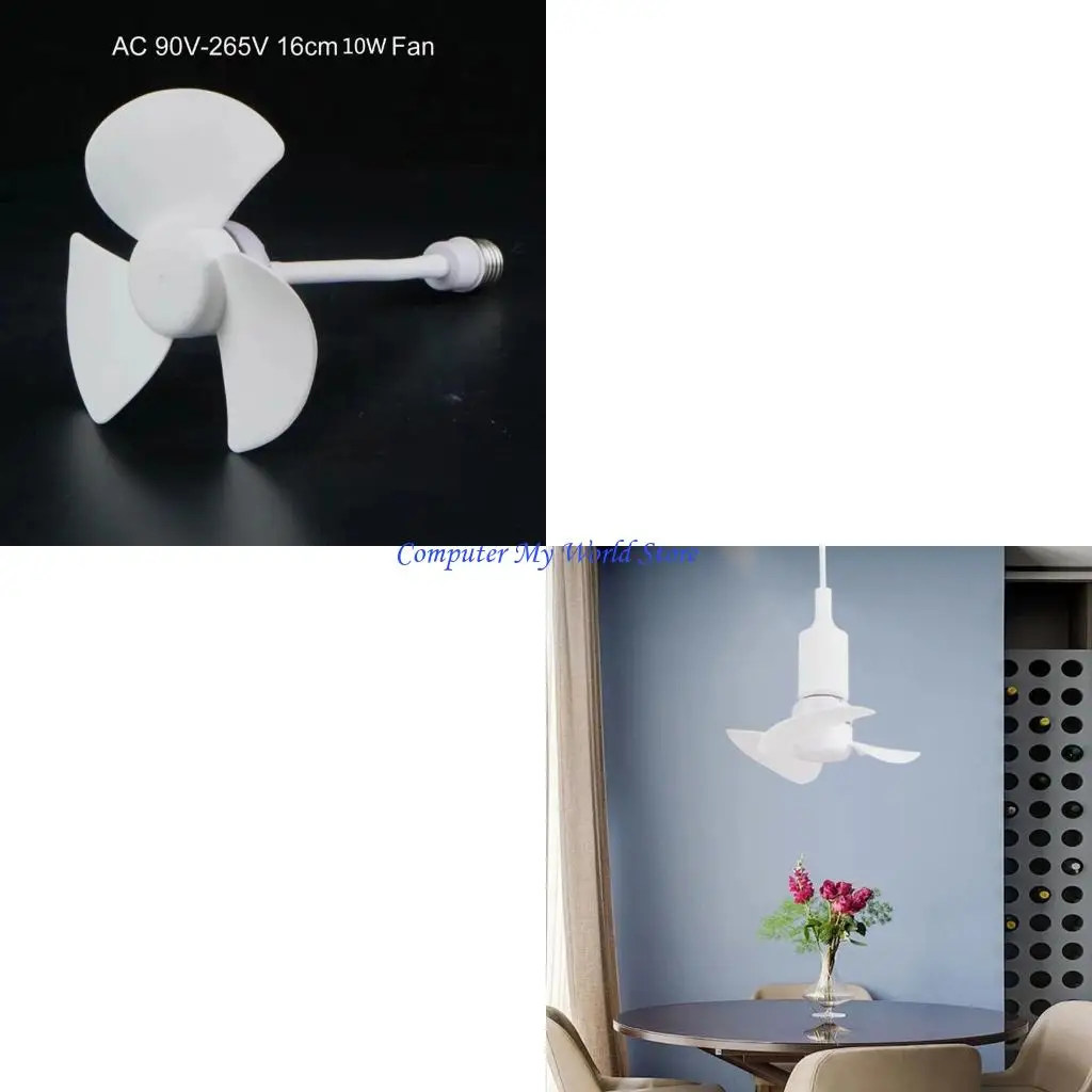 

6inch Small Fan E27 Mini Cooling Fan Low Noise 10W Power Household Student Dormitory Fan for Bedroom Offices