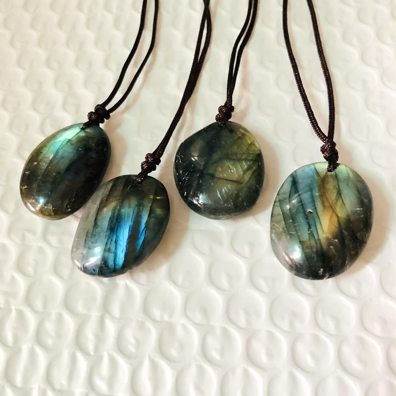 Hurtownie 1 szt. Niebieski błysk labradoryt naszyjnik z koralików, uzdrawiający czakra energia tęczowy kamień szlachetny