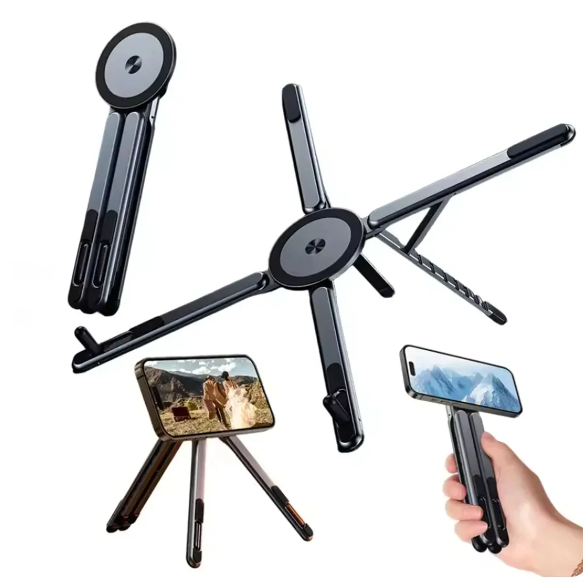 Laptop-Ständer für Schreibtisch, faltbar, Aluminiumlegierung, magnetisch, Computer-Riser, Auto-Handy-Halterung, magnetische Halterung, 8-Winkel verstellbar