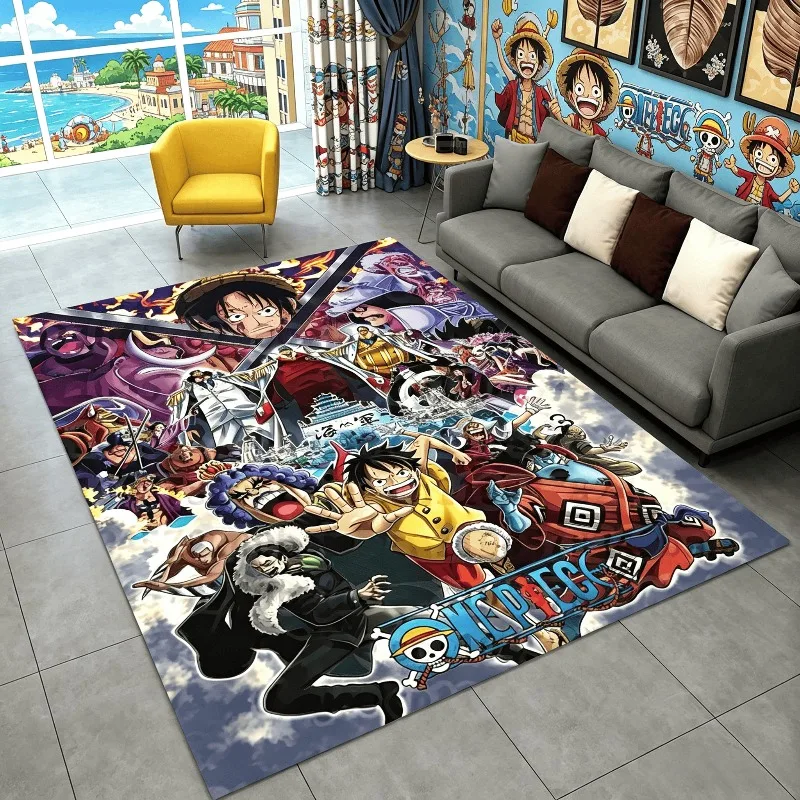 3D One P-Piece Cartoon Anime Carpet Rug for Playroom Bedroom Living Room Sofa Home Decor,kids Game Area Rug Non-slip Floor Mat
