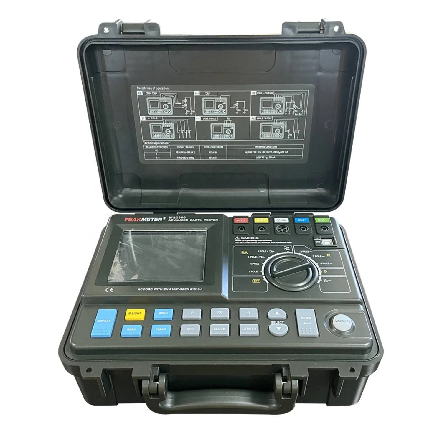 Professional dual clamp advanced earth resistance tester meter MS2308 with USB interface