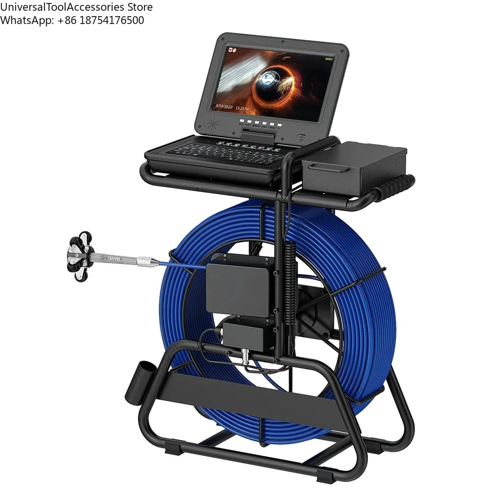 50M Sewer Pipe Inspection Came 10 Inch IPS 1080P Screen And Meter Counter+Self-Leveling+Diameter 7mm Thick Cable