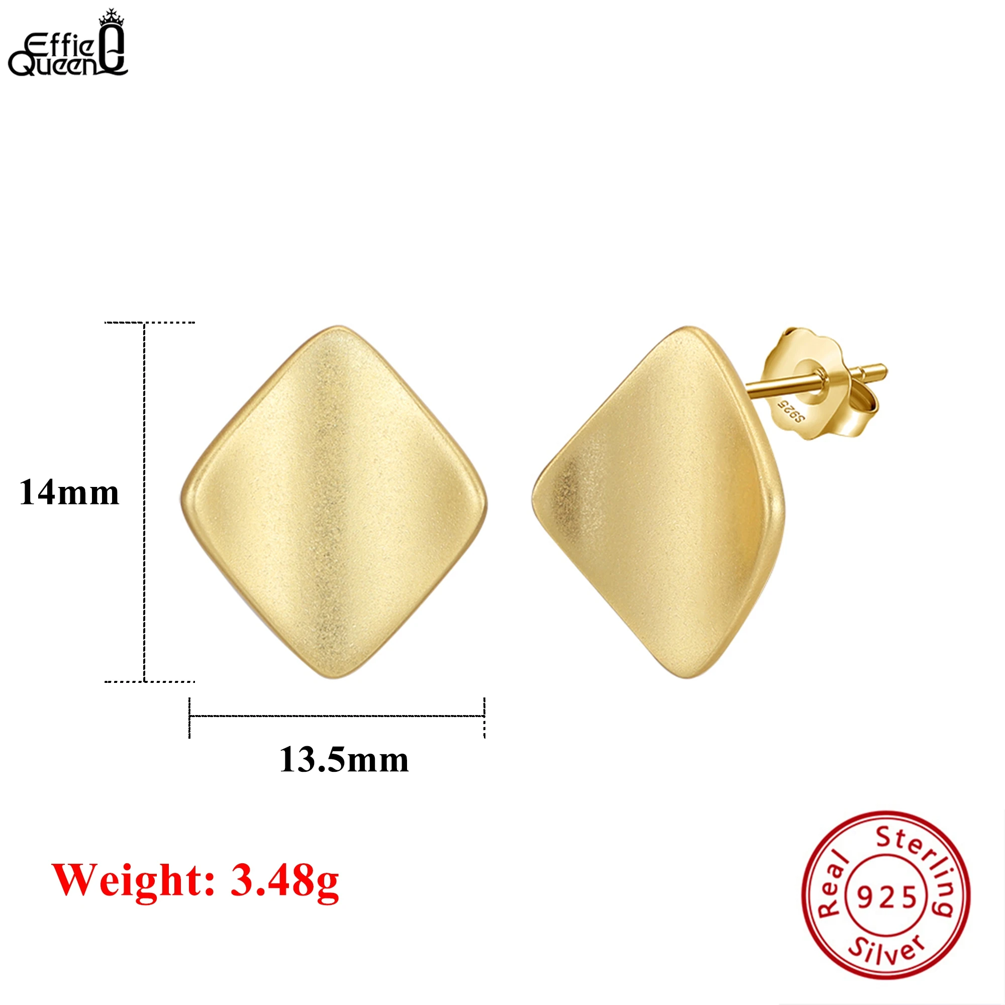 

Effie Queen Gorgeous 925 Sterling Silver Stud Earrings Rhombus Pattern Perfect for Adding Elegance and Charm to Any Outfit GAE12