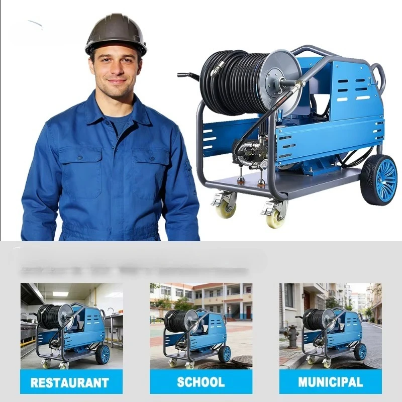 High Quality 380V 150Bar Portable Sewer Jetter Drain Pipe Cleaning Pipe Dredging Machine for Stormwater