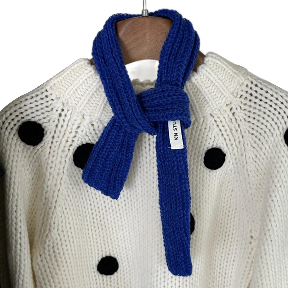 

Женский длинный шарф из искусственной шерсти в корейском стиле, вязаный узкий дизайн, шарф для девочек Y2K, универсальный узкий женский шарф Spice Girl