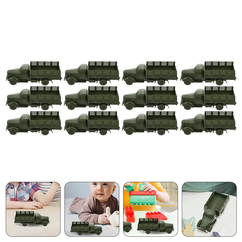 

12 Pcs Children's Hairpin Vehicle Model Toys Pickup Truck Kids Accessory Dark Green Plaything Decorative Man