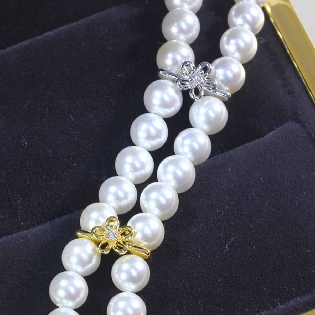 Flower Shape Double Row Zircon Spacer, Brass Gold Plated Findings for Handmade Necklace & Bracelet