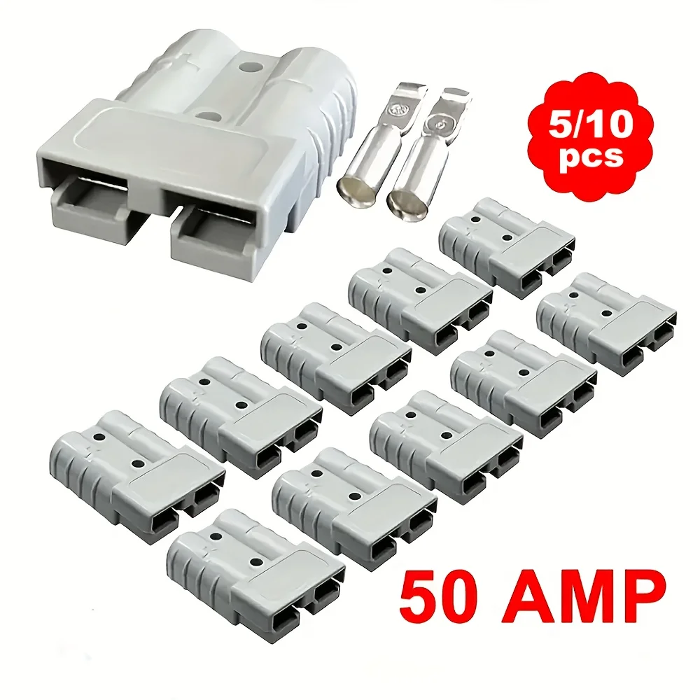 50A Anderson Style Connector Plug Quick Connect Disconnect 12V 24V DC Battery Cable RV Solar 4x4 Trailer Truck 5 Pack 10 Pack