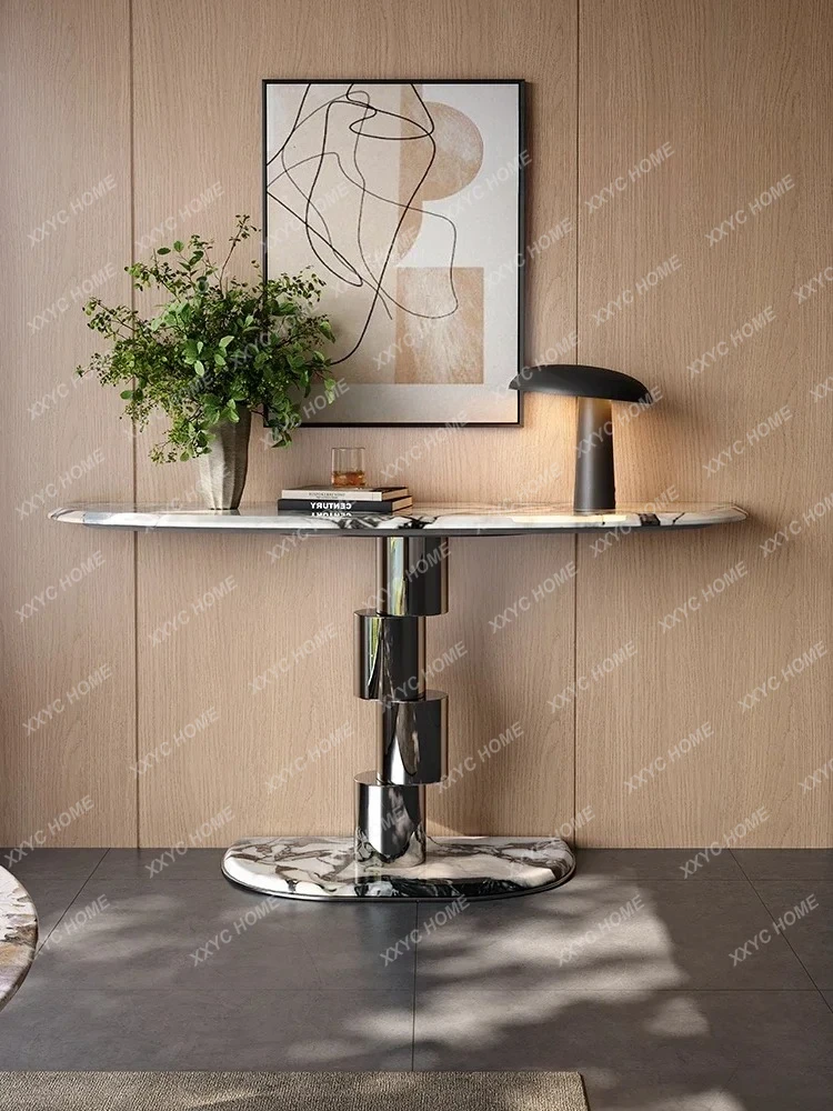 

High-end light luxury marble luxury stone entrance table Super narrow entrance table Hotel corridor view table