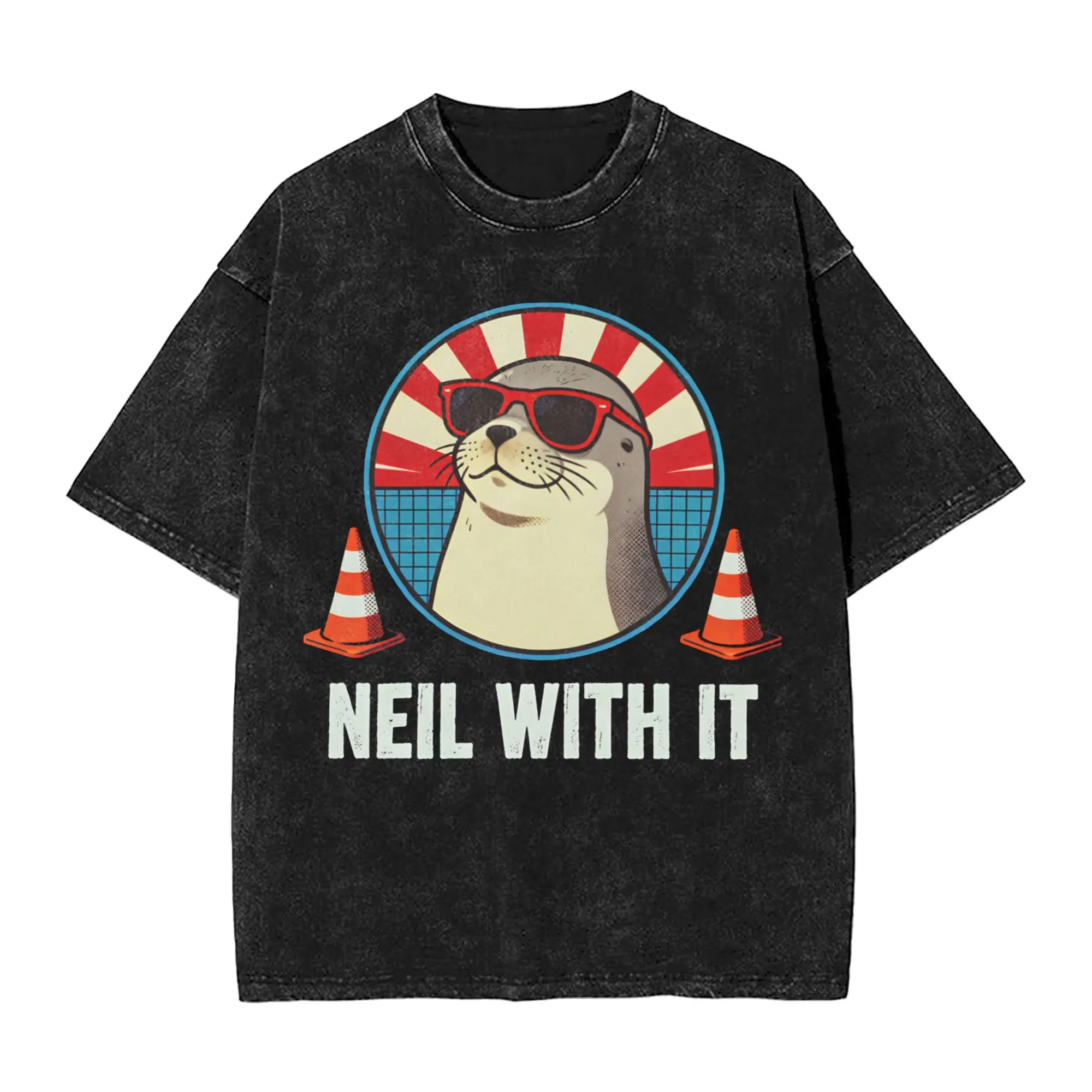 Neil the Seal  T-Shirts Men  Humorous Pure Cotton Tees O Neck Short Sleeve T Shirts Birthday Gift Clothing