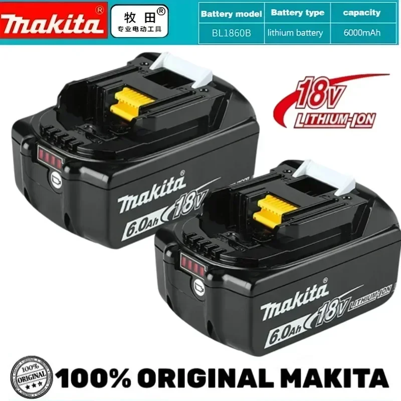 

100% Original Makita 18V 6.0Ah Rechargeable Power Tool Battery Lithium ion Replacement LXT BL1860B BL1860 BL1850 DHP482RFX9