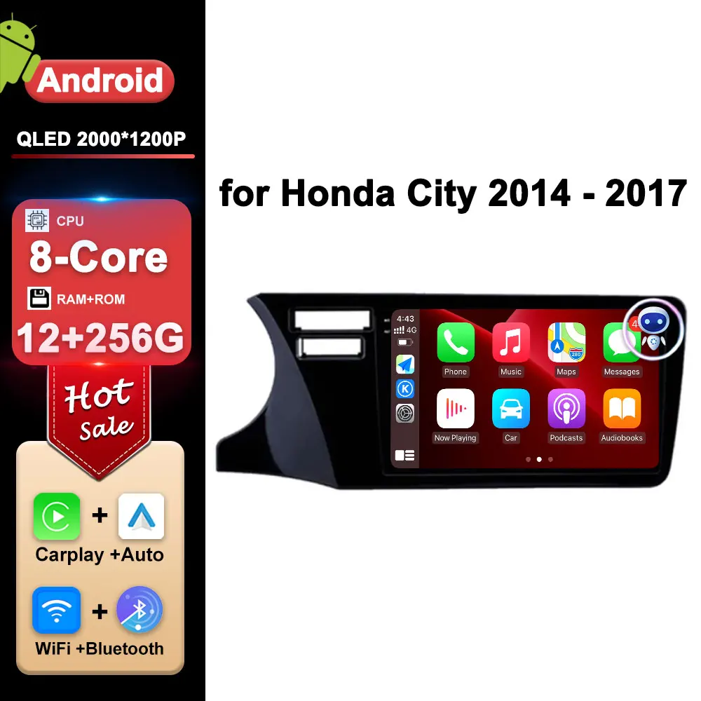 

Left Hand Drive for Honda City 2014 2015 2016 2017 Android 16 System Wireless Carplay BT Navigation GPS Touch Screen Accessories