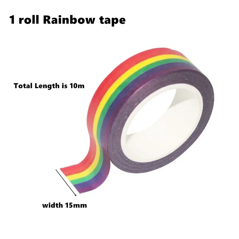 1pcs Rainbow Color Washi Tapes Set for Gift Album Diary15mm*10m Adhesive Basic Decoration Masking Tape Stickers