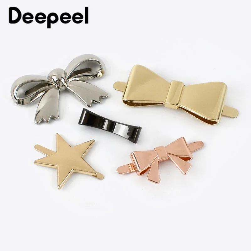 10Pcs Deepeel Metal Bow-knot Buckles Shoes Handbag Leather Crafts Clasps Clothes Decor Labels DIY Luggage Hardware Accessories