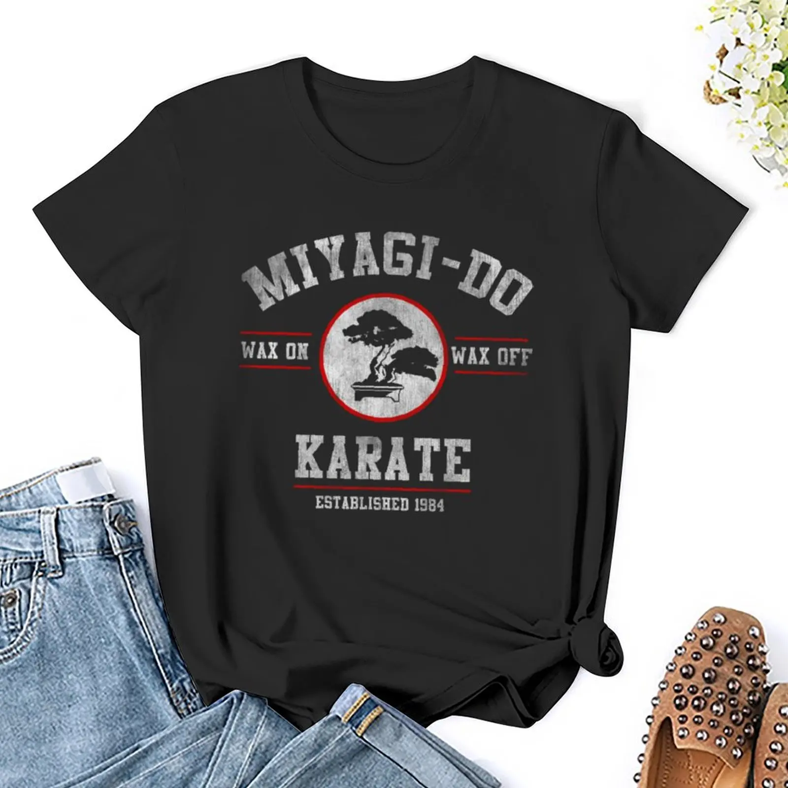 Camiseta Miyagi Do Karate Kid Wax On Wax Off para mujer, ropa bonita, top de verano