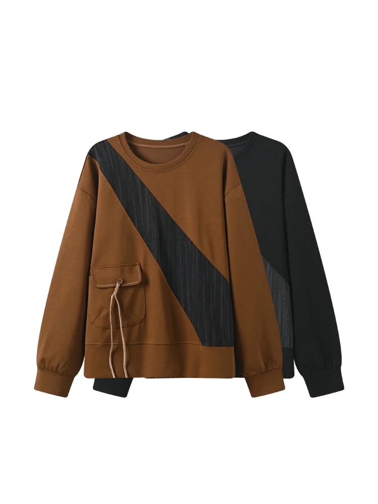 

Модная женская толстовка с длинным рукавом больших размеров, новинка весенней коллекции, топ с цветными блоками, трендовая одежда больших размеров для девушек