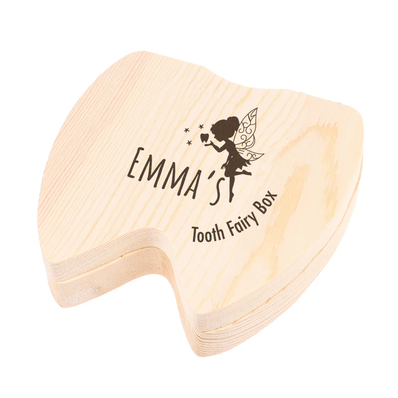 Tooth Fairy Box Personalized Wooden Tooth Box Laser Engraved Keepsake Box Wood Trinket Lost Tooth Holder New Baby Gift