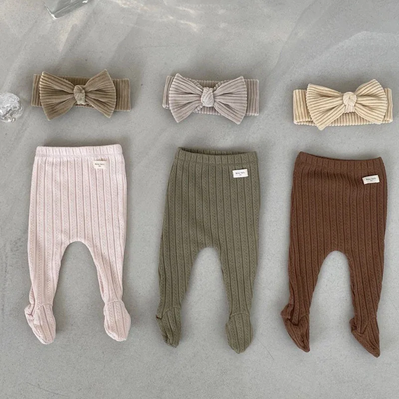 2025 Autumn New Baby Pantyhose Cotton Toddler Boy Girl Solid High Waist Leggings Infant Simple Ribbed Tights Baby Trousers