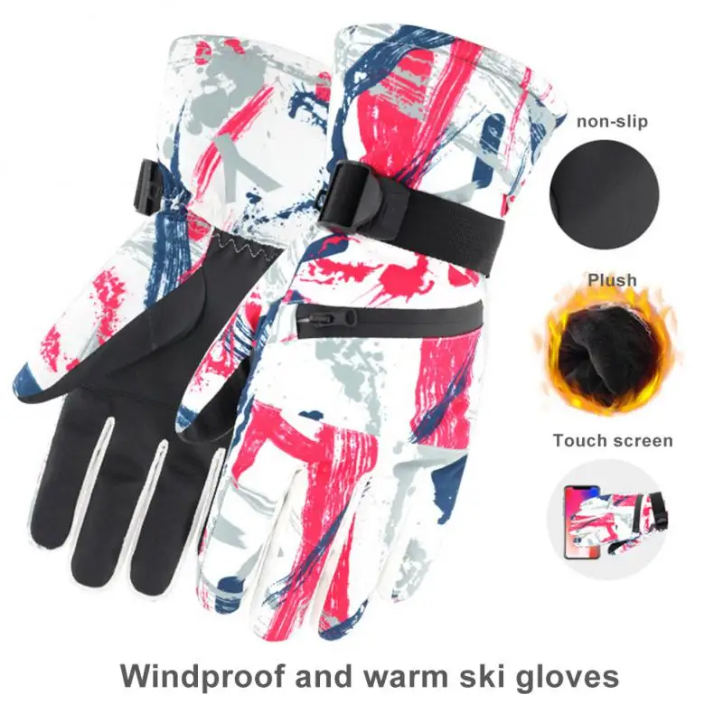 Waterproof Windproof Skiing Gloves Men Women Touch Screen Winter Warm Thickened Waterproof Mountaineering Snowboard Gloves