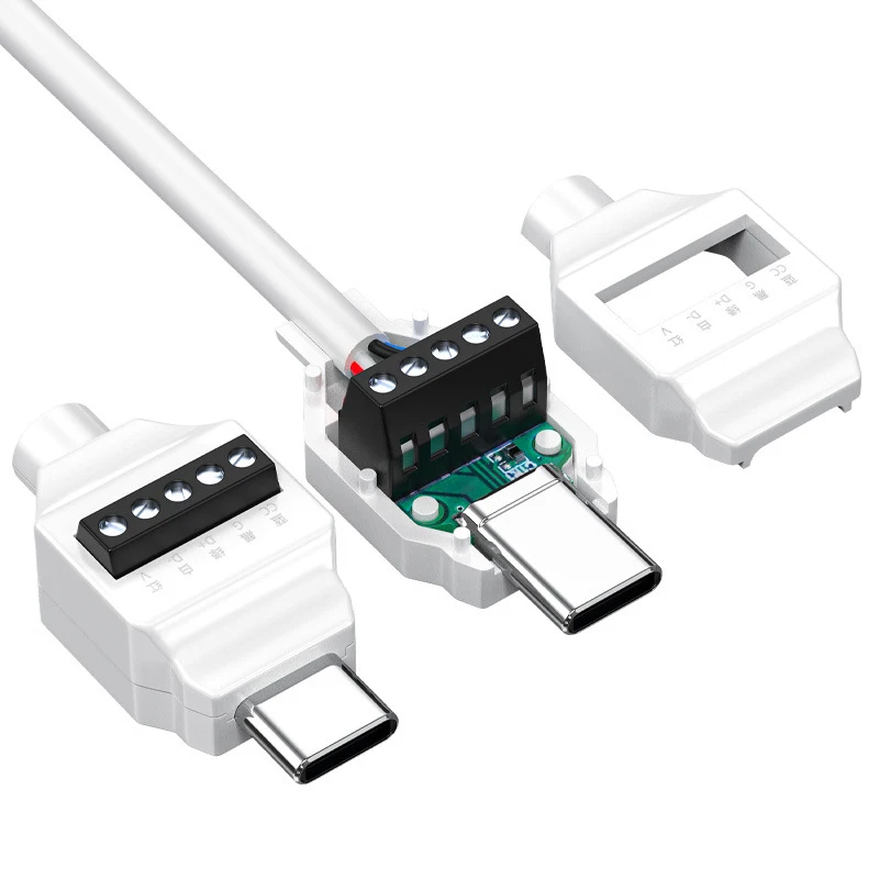 Solderless USB-C Connector Plug Kit DIY Fast Charging Cable Repair Kit for Phones Tablets & Power Banks