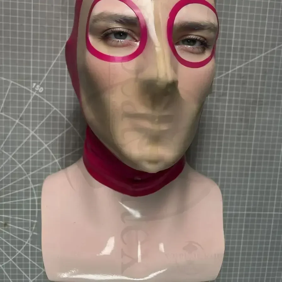 

customized Latex Fetish Hood Full latex hood eyes closed mouth closed back zip Rubber mask handmade cosplay