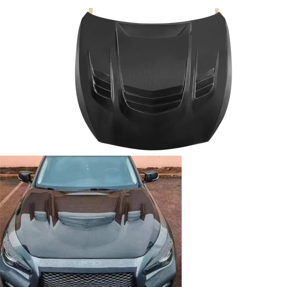Real Carbon Fiber V Style Front Hood Good Fitment for Infiniti Q50 Q50L 2014-2020 Front Hood Bonnet Carbon Fiber Q50 Front Hood