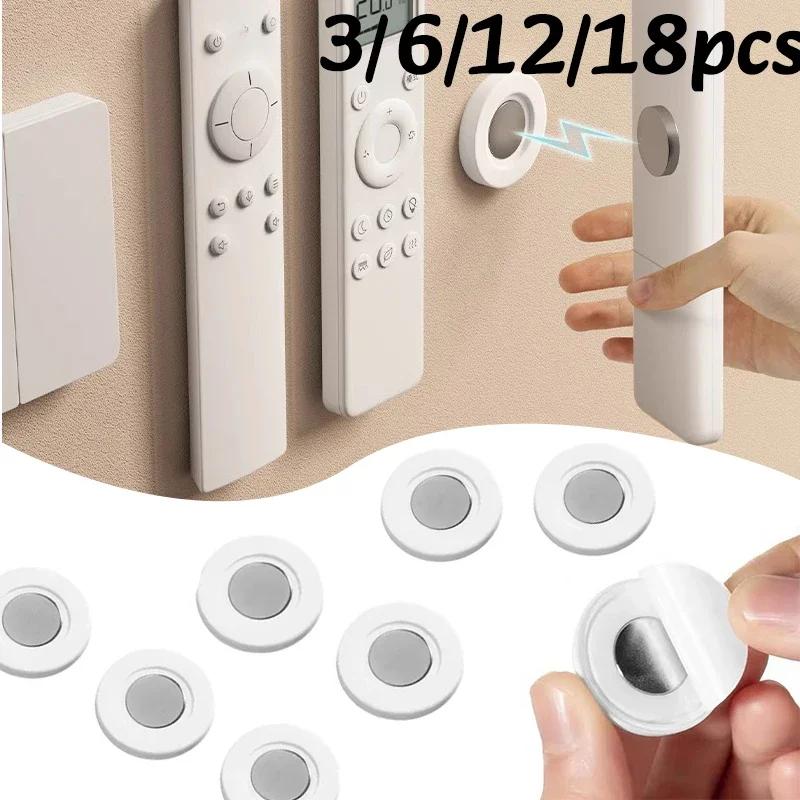 3-12pc Magnetic Remote Control Holder Air Conditioning Remote Control Wall Storage Magnetic Hook Non Perforated Magnetic Buckle