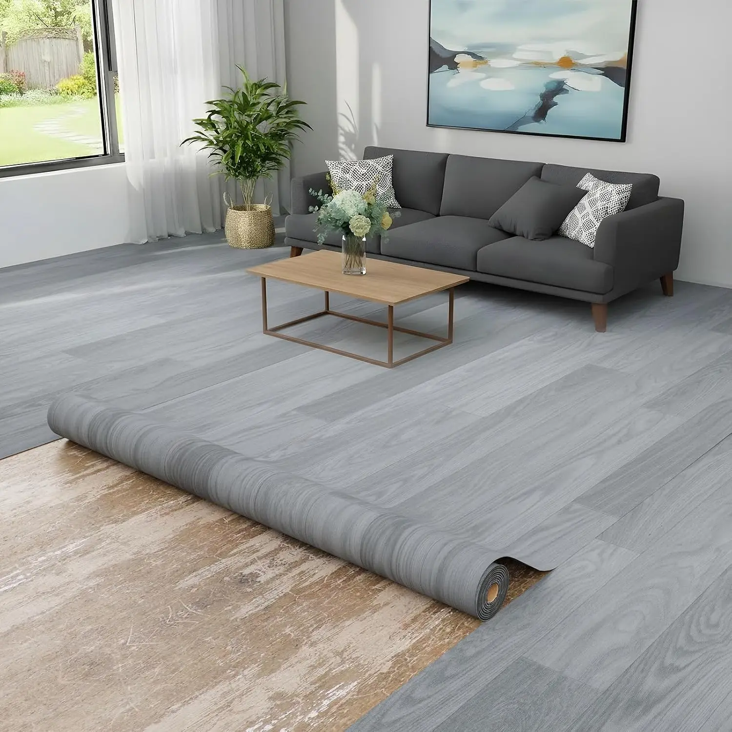 0.5mm Grey Oak Vinyl Flooring Roll 39.4