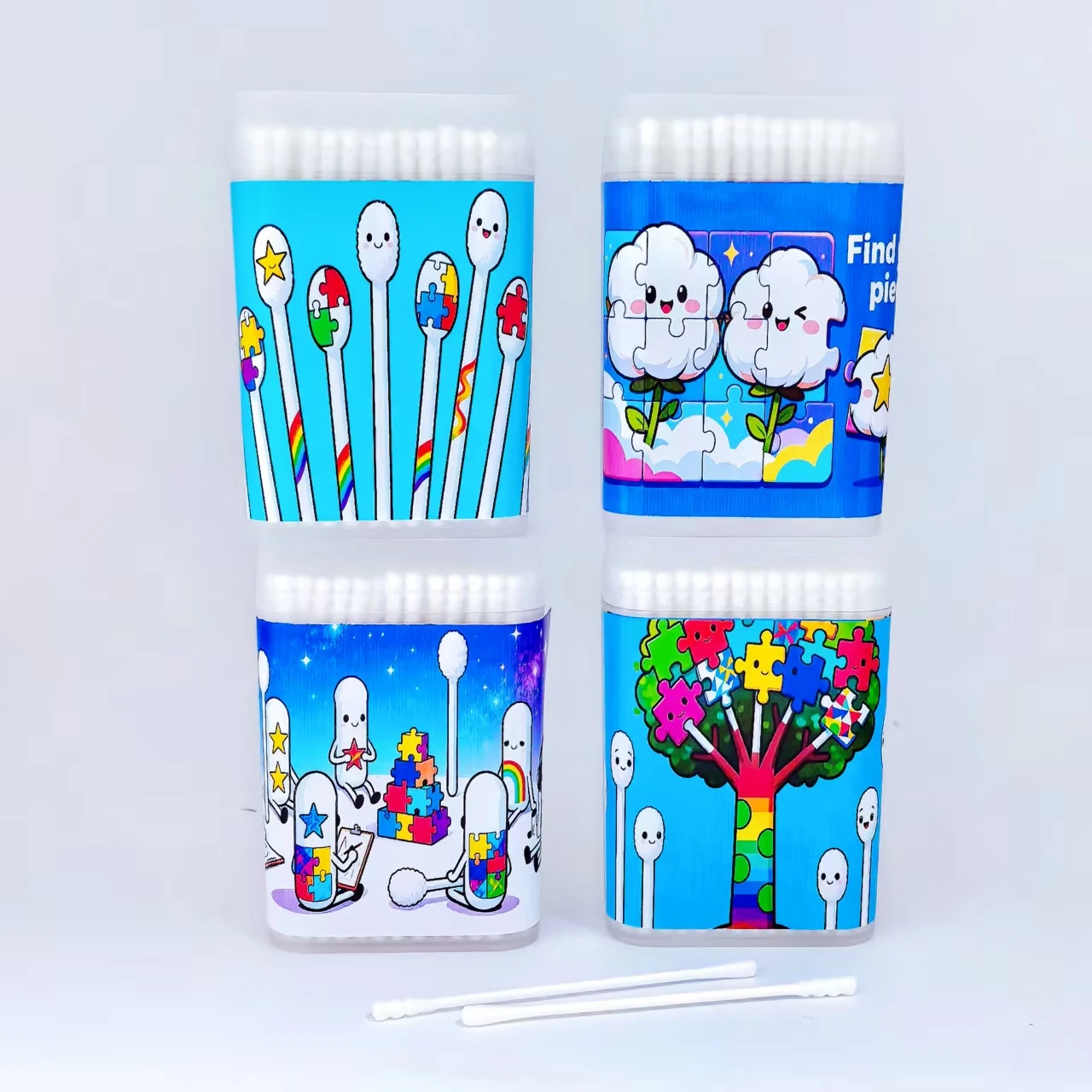 400개 자폐증 관리 심리학 시리즈 요소 면봉, 양면 나사형 원형 미세 축 면봉