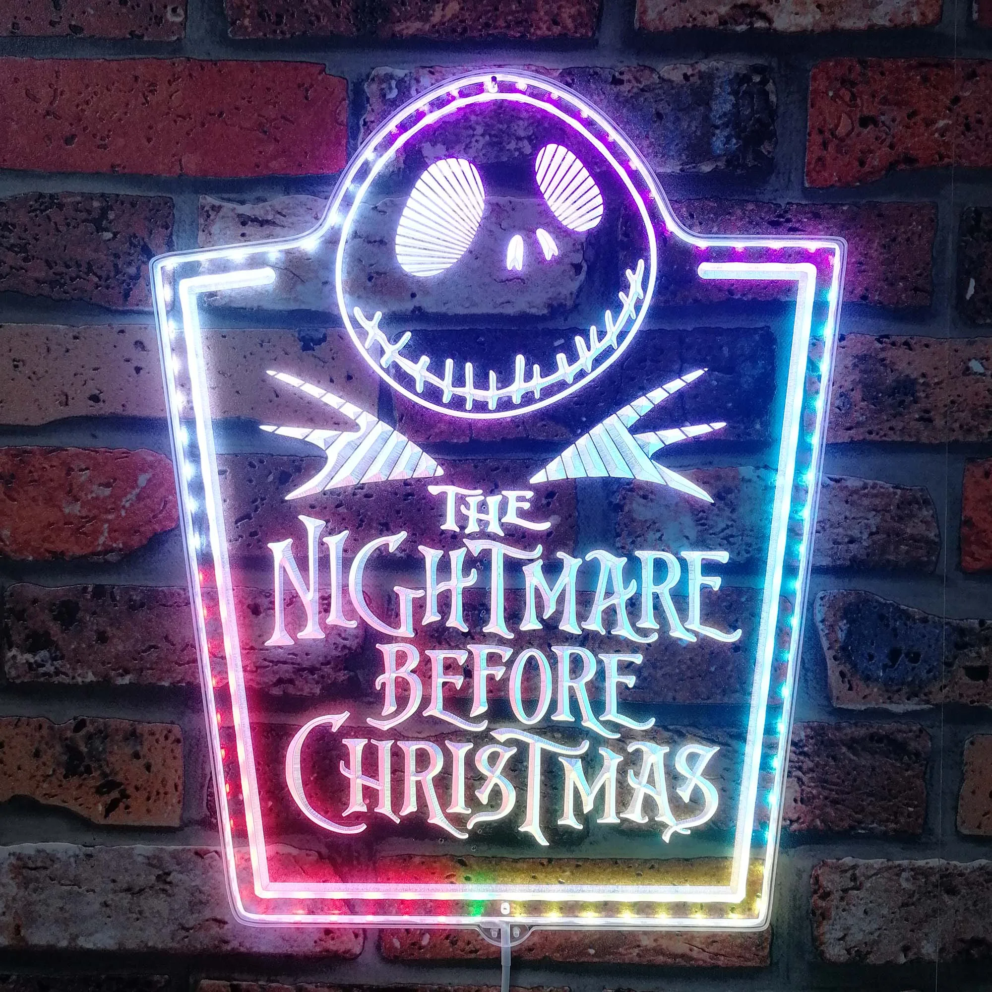 Nightmare before Christmas Dynamic RGB Edge Lit LED Sign, Game Room Decor, Gaming Night Light