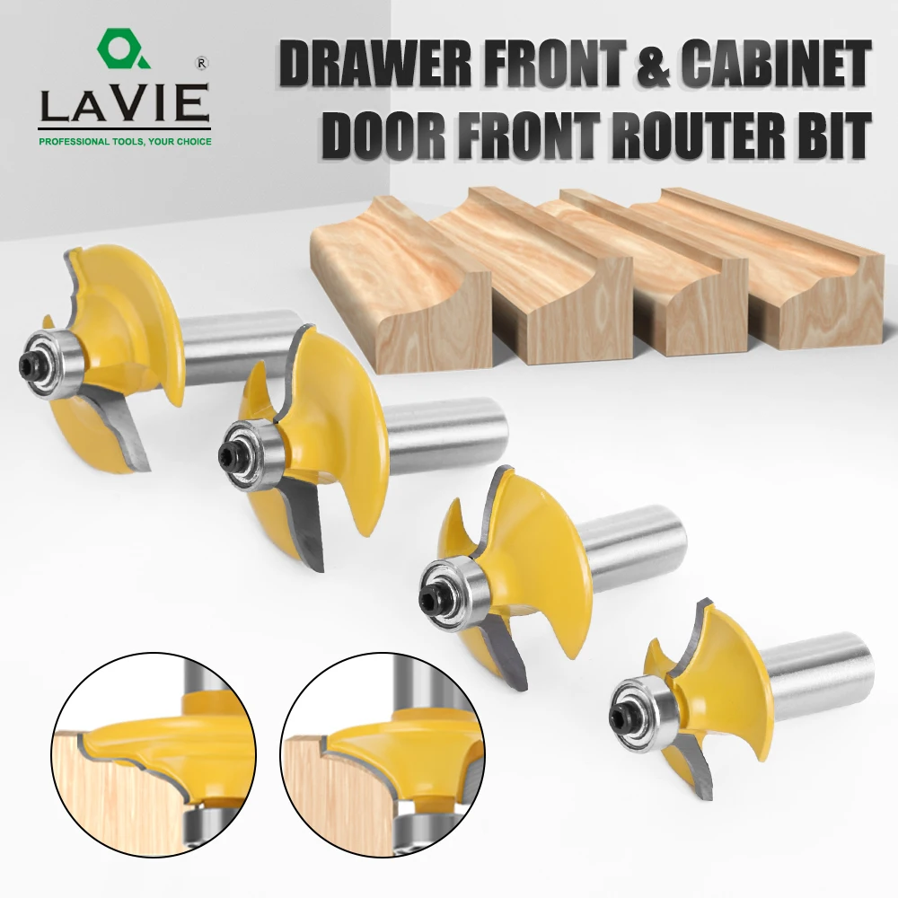 

LAVIE 1PC 1/2" 12.7MM Shank Milling Cutter Wood Carving Drawer Face Mill Round Over with Beading Edging Router Bit Set Tipped