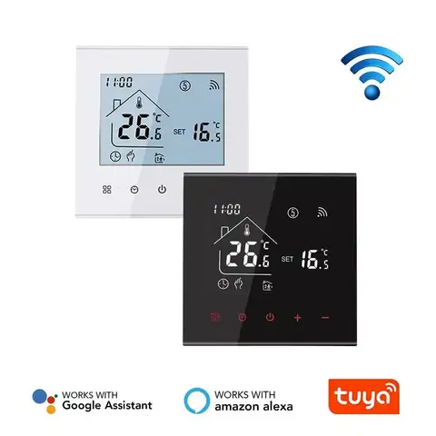 MINCO HEAT 스마트 바닥 난방 온도 조절기 – Tuya Wi-Fi 지원, 3A/16A 전기 및 가스 보일러 호환, 물 난방 시스템에 적합, 1개