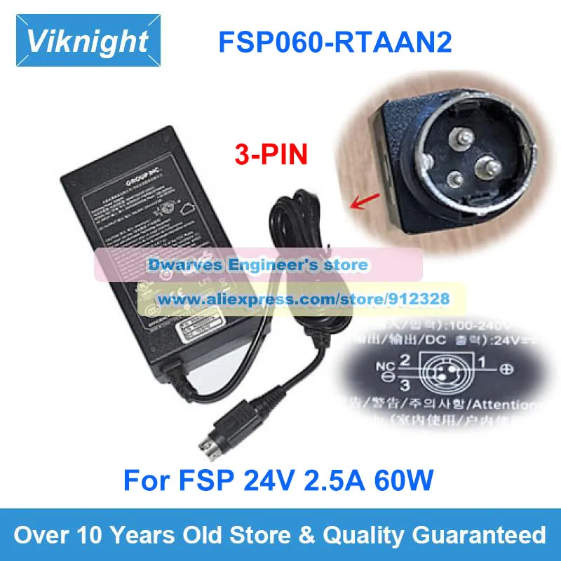 

Genuine FSP060-RTAAN2 AC Adapter 24V 2.5A FSP060-RAA Power Supply 60W for UE Laptop Charger Round with 3 Pins