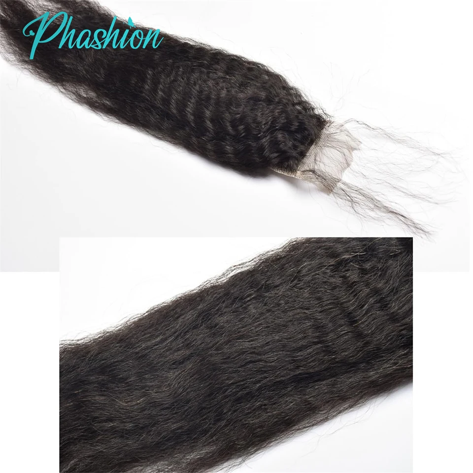 Phashion-extensiones de pelo humano Remy, accesorio de cabello liso rizado con cierre de encaje profundo de 13x6, 26 y 28 pulgadas, 2x6, Hd, transparente