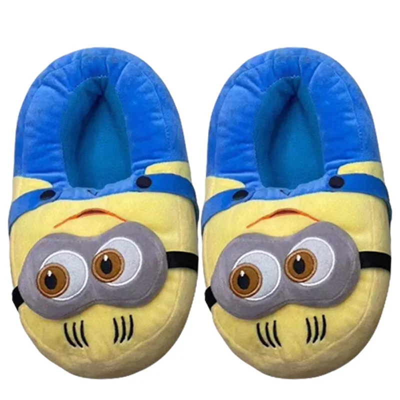 Minions Cotton Slippers for Women Cute Cartoon Winter Warm Soft Indoor Floor Slippers Funny Animal Plush Home Thick-soled Shoes