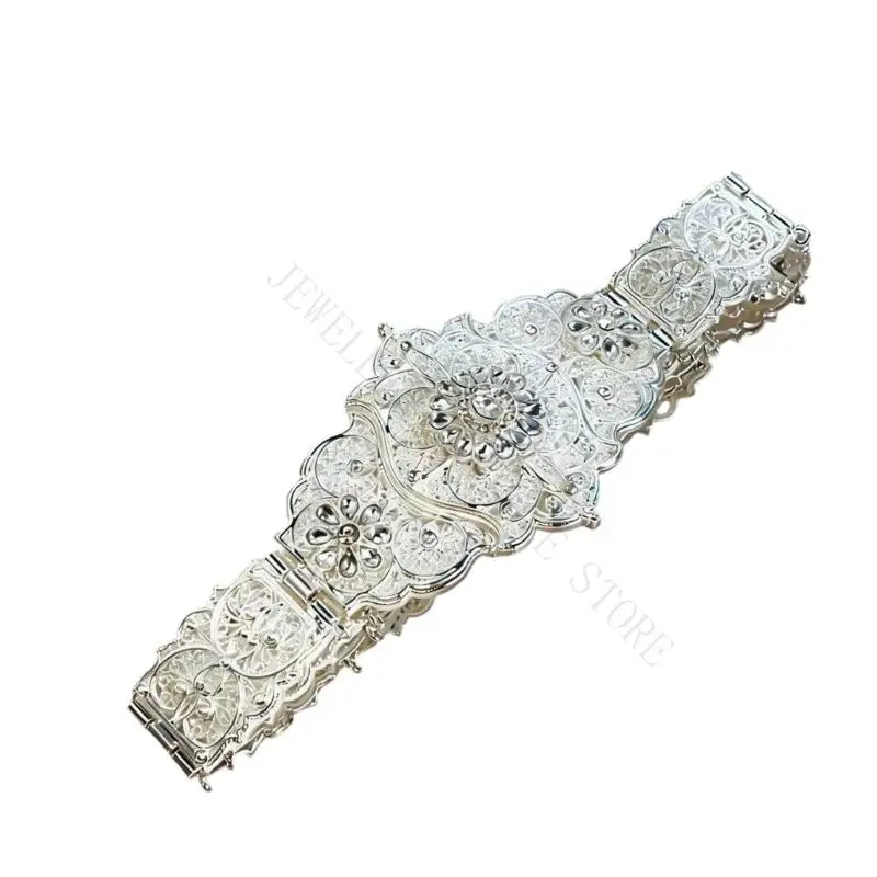 R7UF Russian Caucasian Ethnic Long Robe Belt Metal With Traditional Engraved Pattern